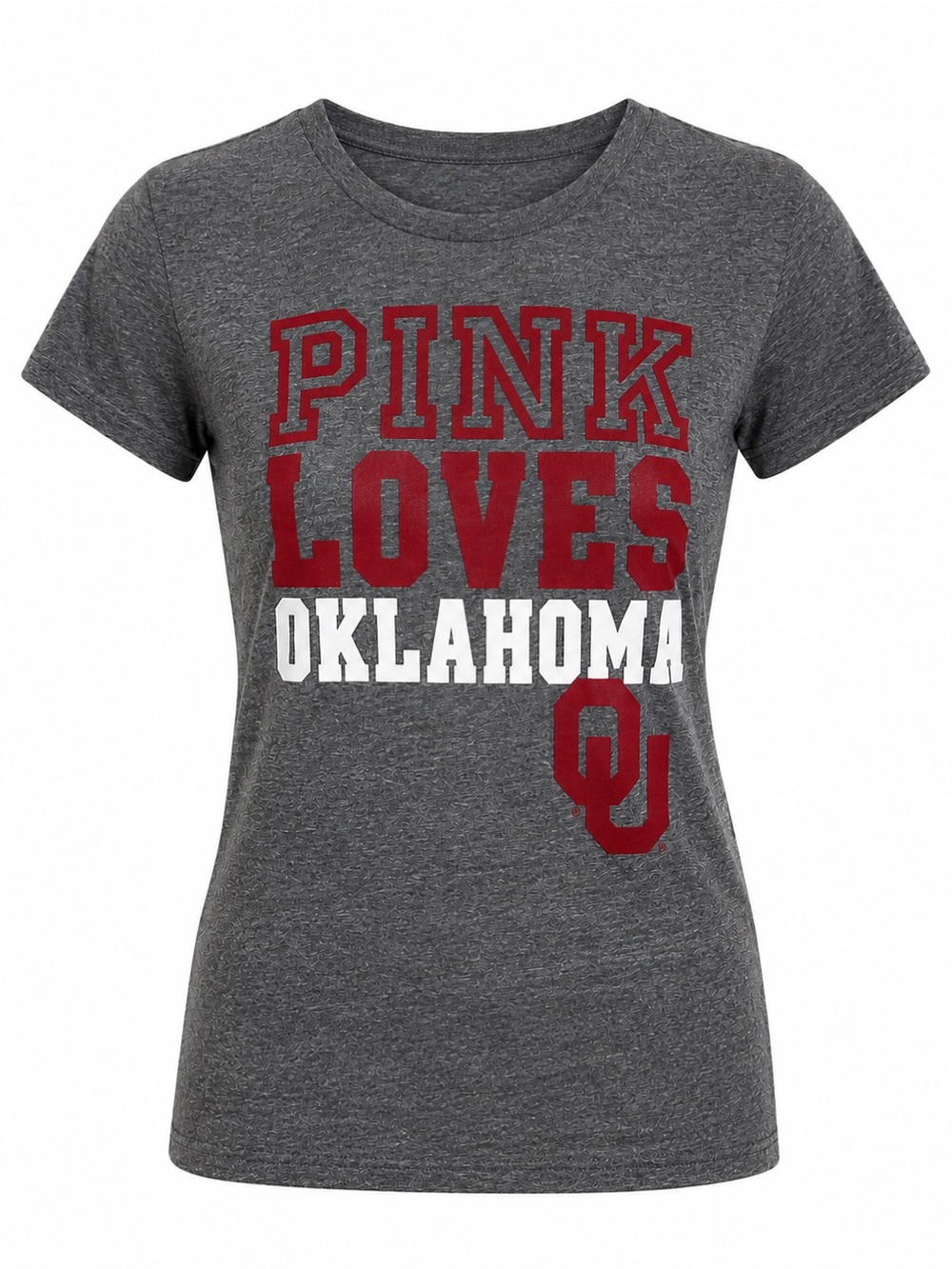 PINK Victoria's Secret Gray Tee with Red and White Print Oklahoma